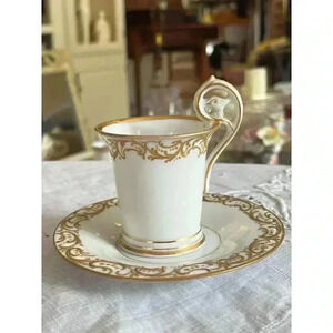 Richard Klemm Dresden Porcelain Gold Demitasse and Saucer  Late1860s